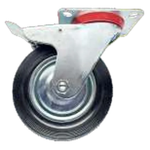 Black Rubber Caster, brake