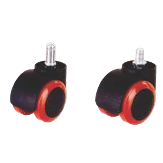 Twin Caster, threaded, red/black (pair)